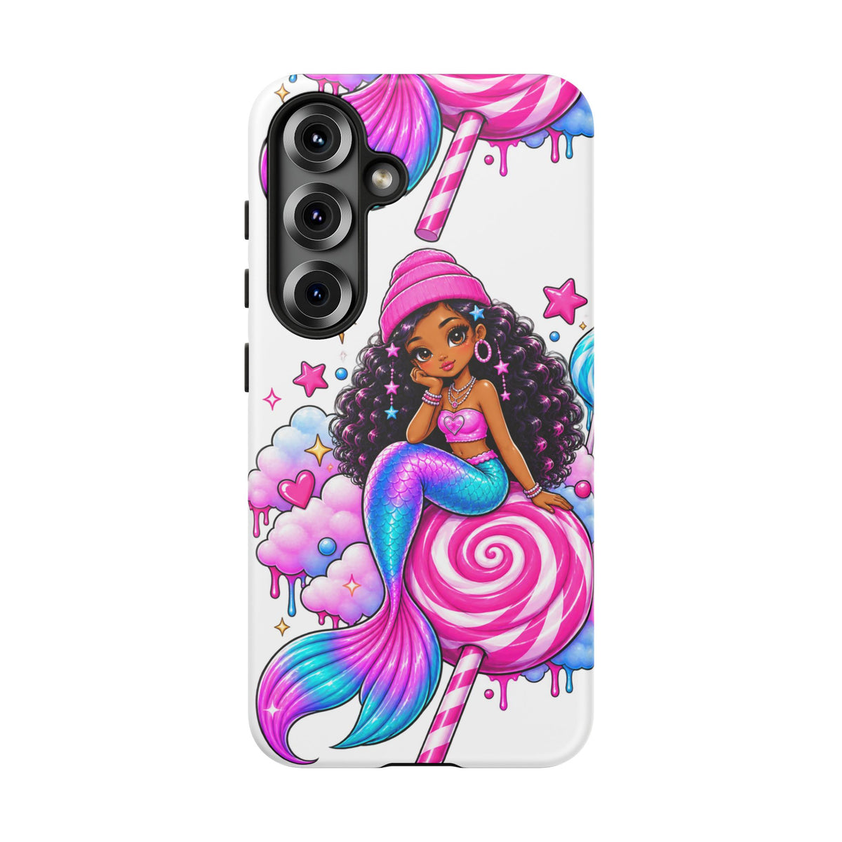 Cute Mermaid Candy Phone Case  Pink Lollipop Fantasy Tough Case