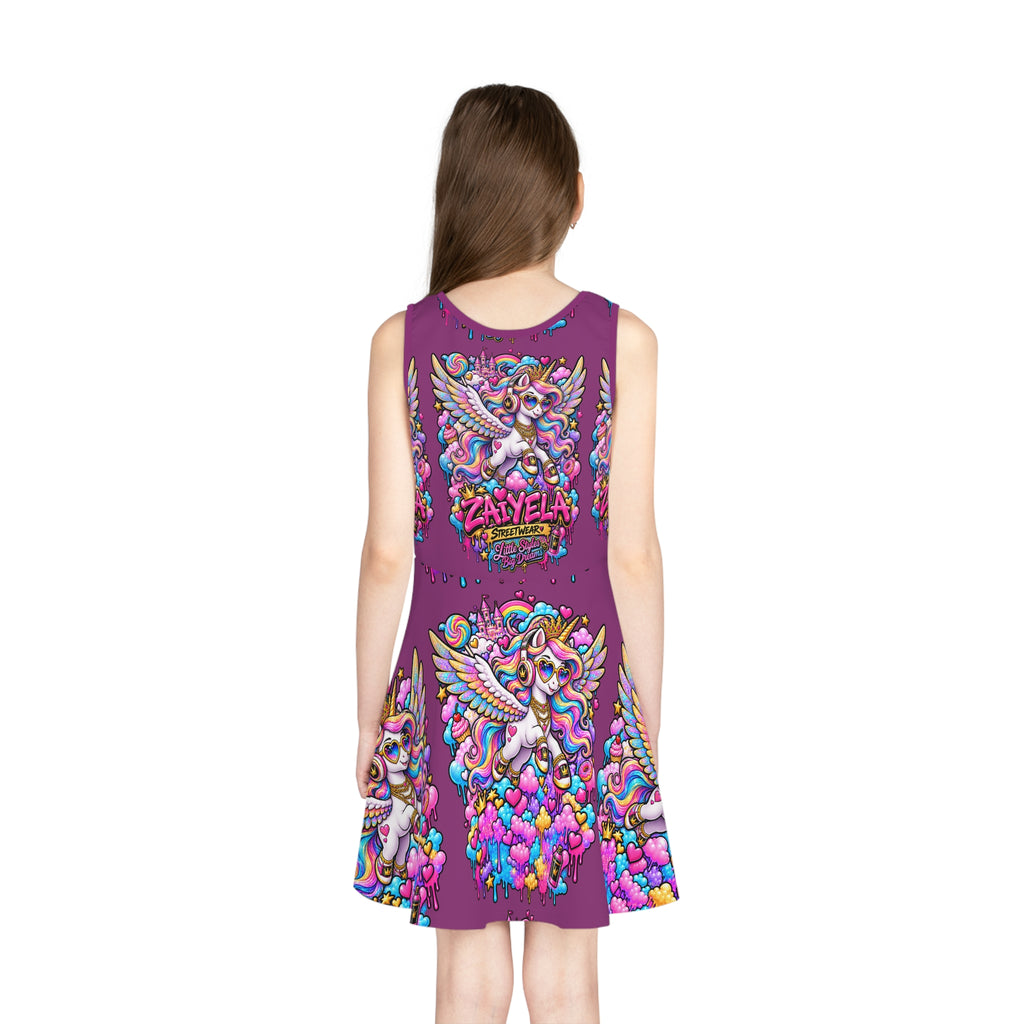 Girls' Sundress — Colorful Rainbow Pegasus AOP Dress