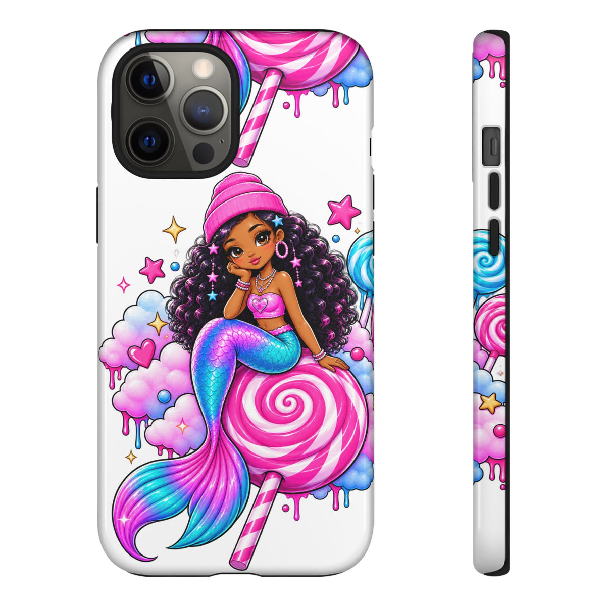 Cute Mermaid Candy Phone Case  Pink Lollipop Fantasy Tough Case