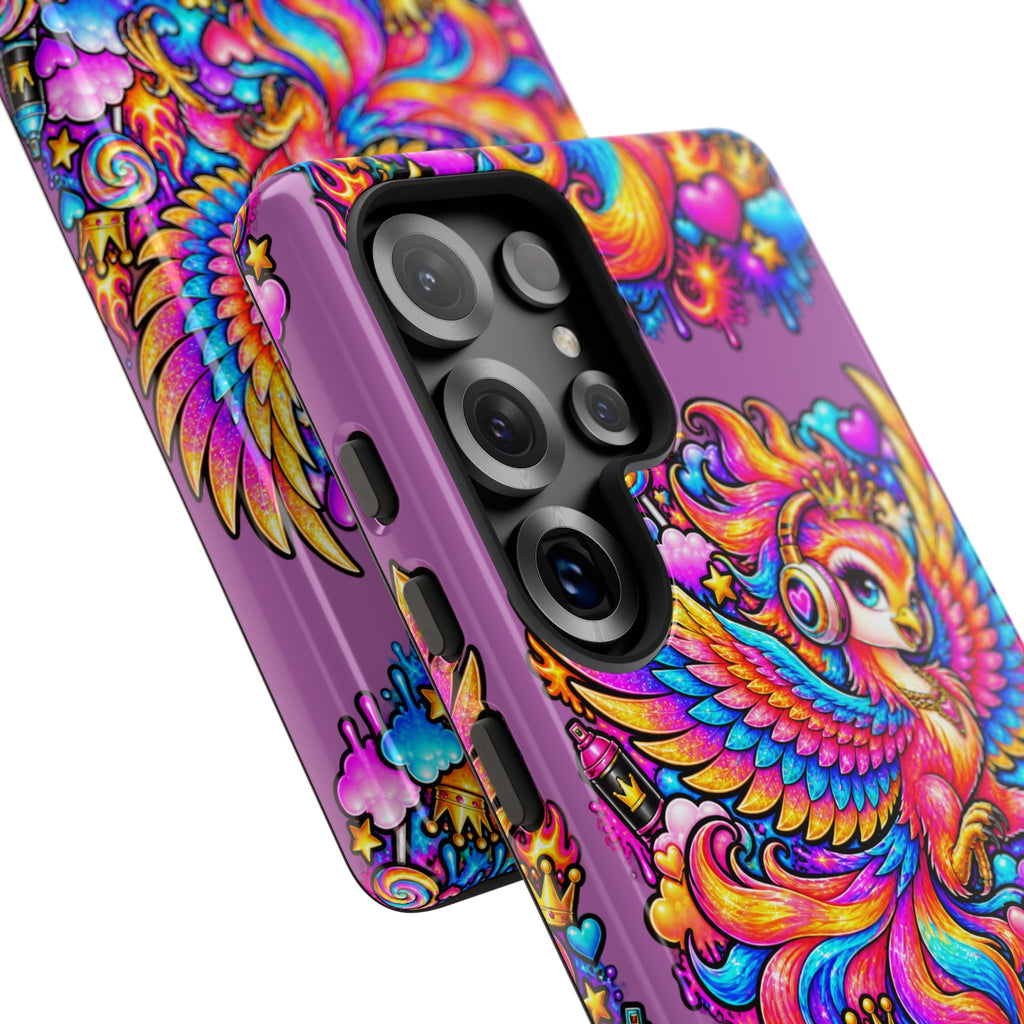 Phone Case — Vibrant Rainbow Phoenix with Headphones