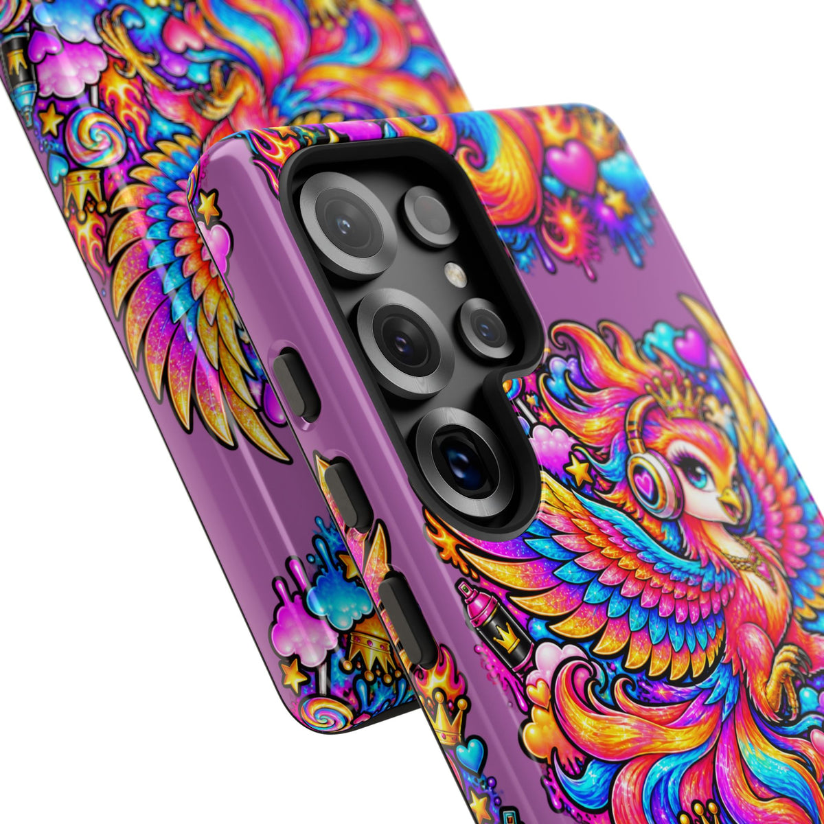 Phone Case — Vibrant Rainbow Phoenix with Headphones