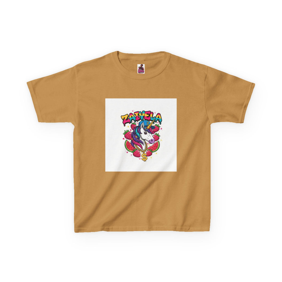 Kids Unicorn Graphic Tee Colorful Zaiyela Rainbow Design