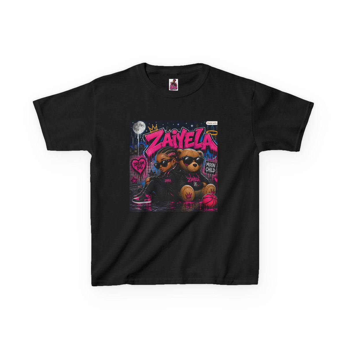 Kids Tee — "Zayiela" Cute Bear Cartoon Graphic Shirt