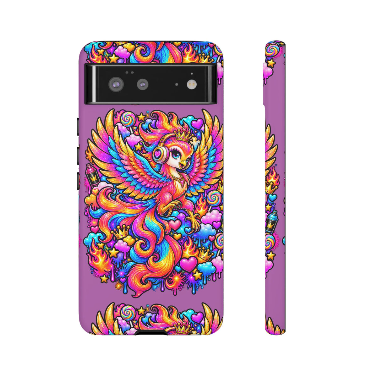 Phone Case — Vibrant Rainbow Phoenix with Headphones