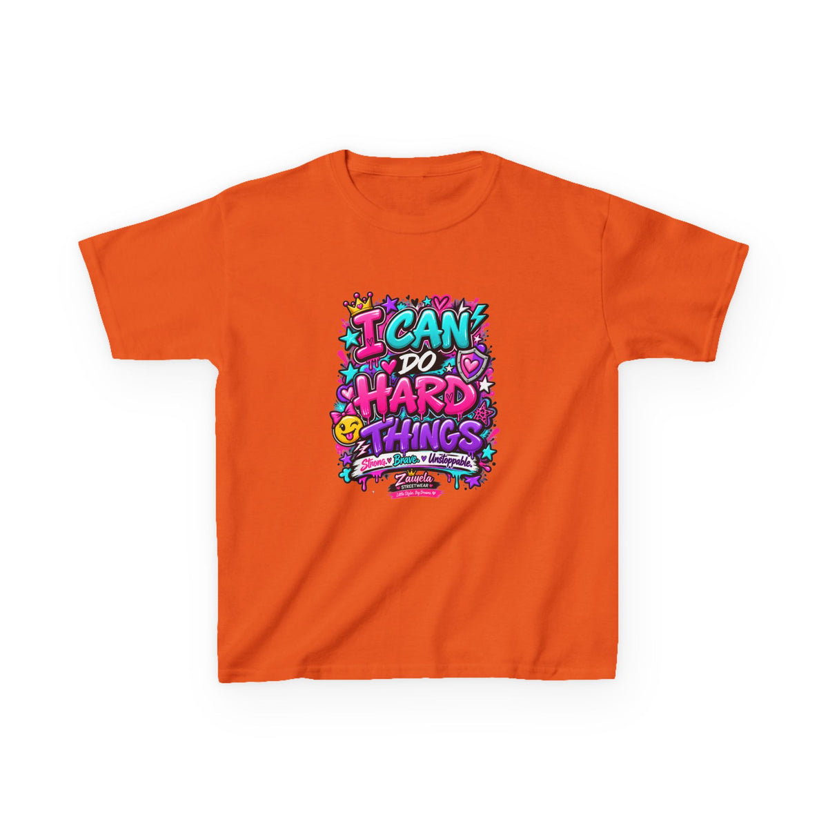 Kids T‑Shirt — "I Can Do Hard Things" Colorful Motivational Graphic Tee