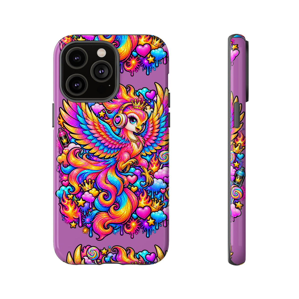 Phone Case — Vibrant Rainbow Phoenix with Headphones
