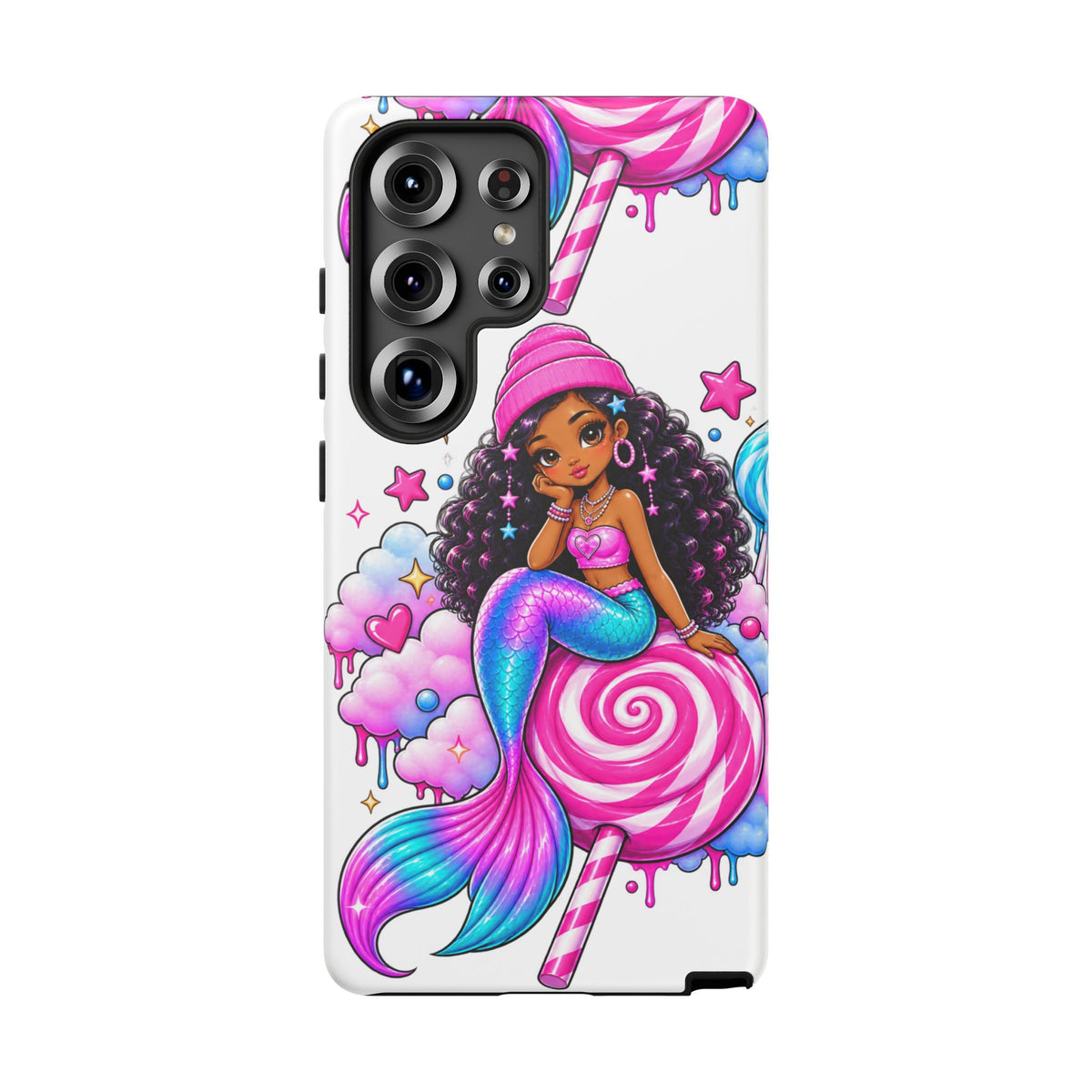 Cute Mermaid Candy Phone Case  Pink Lollipop Fantasy Tough Case