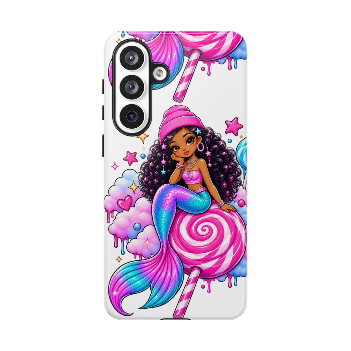 Cute Mermaid Candy Phone Case  Pink Lollipop Fantasy Tough Case