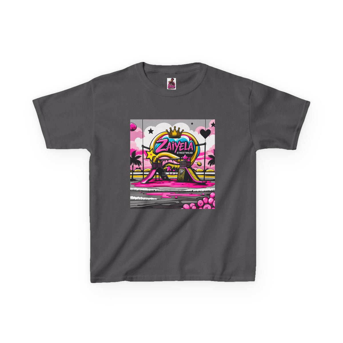 Kids T-Shirt Retro Pink Sunset Skate Monster  Zaiyela Graphic