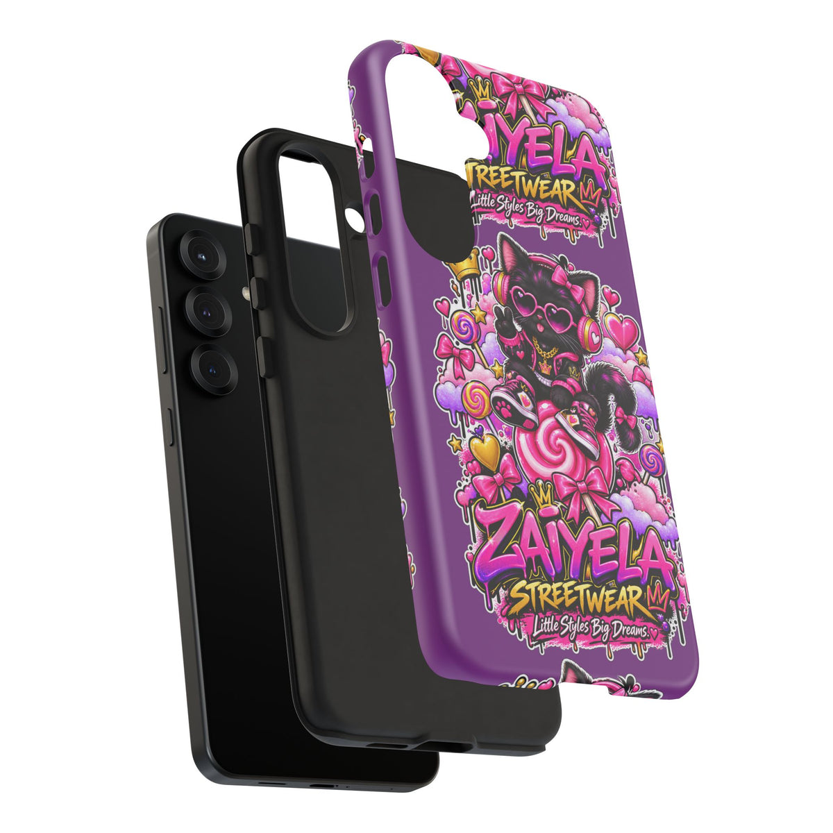 Cute Black Cat Candy Phone Case — Zaiyela Streetwear Magical Kitty