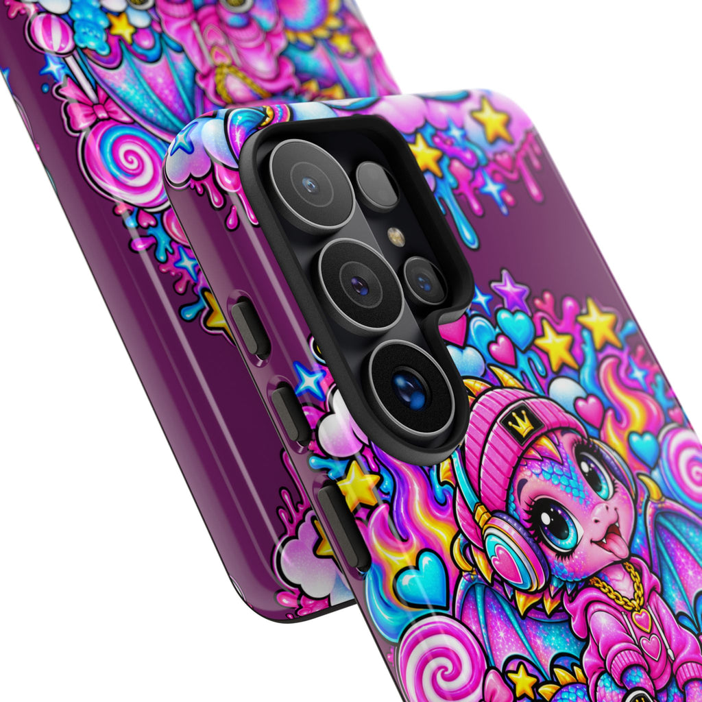 Cute Dragon Phone Case Purple Heart Crown Design