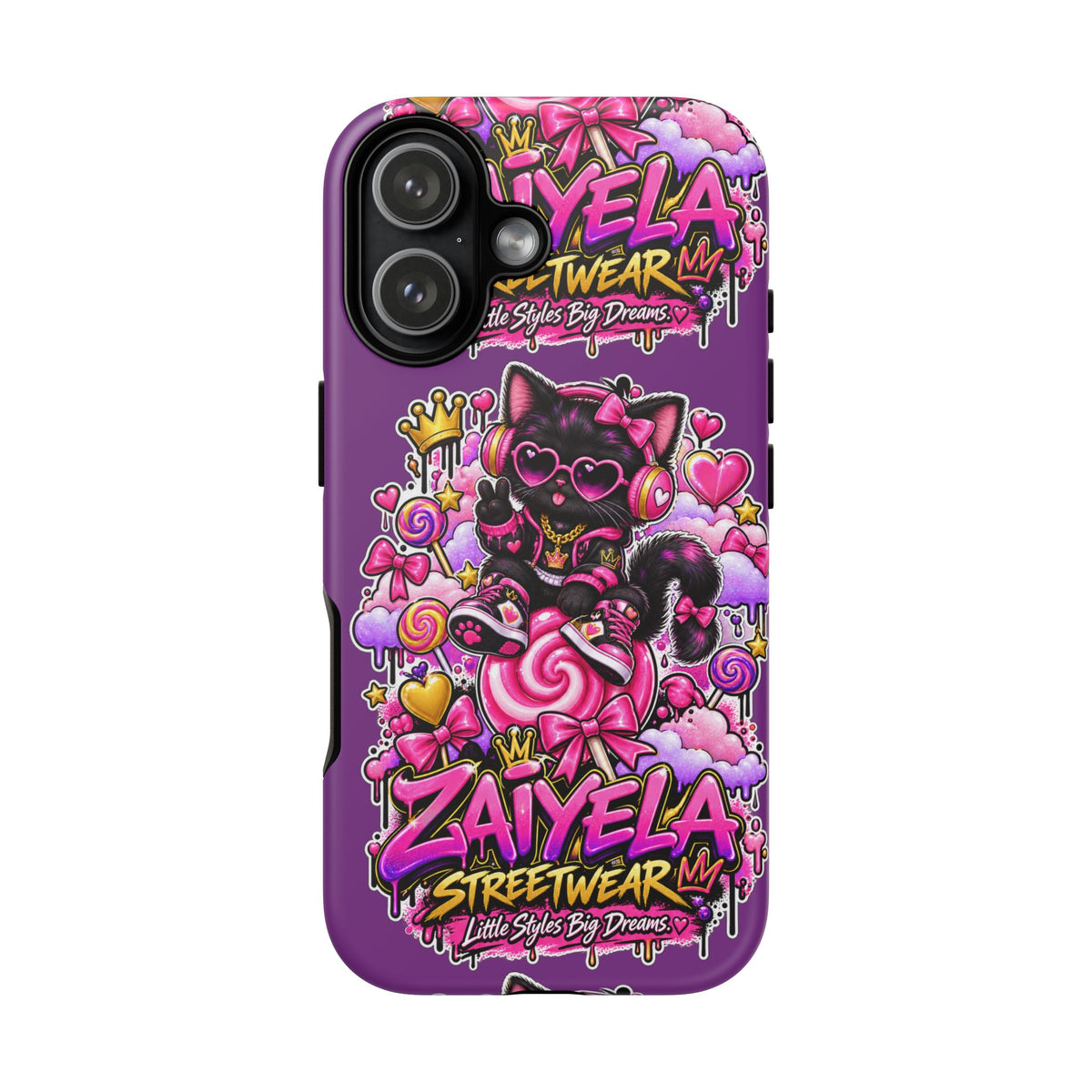 Cute Black Cat Candy Phone Case — Zaiyela Streetwear Magical Kitty
