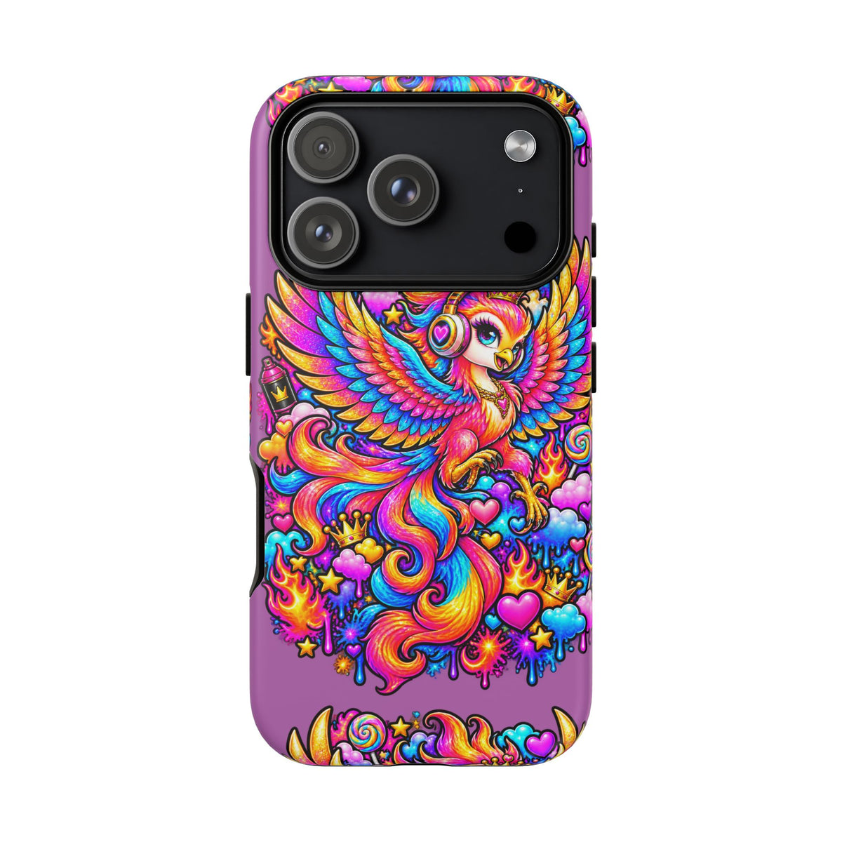 Phone Case — Vibrant Rainbow Phoenix with Headphones