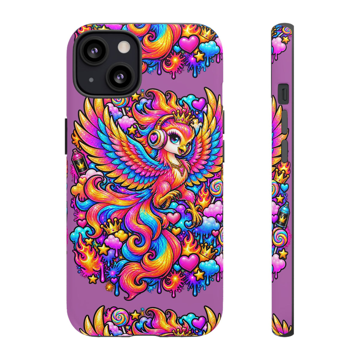 Phone Case — Vibrant Rainbow Phoenix with Headphones