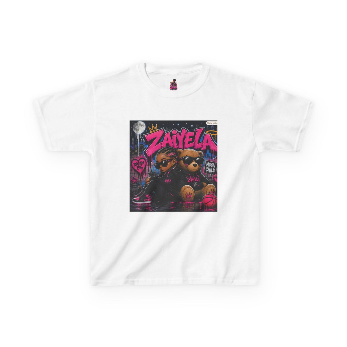 Kids Tee — "Zayiela" Cute Bear Cartoon Graphic Shirt