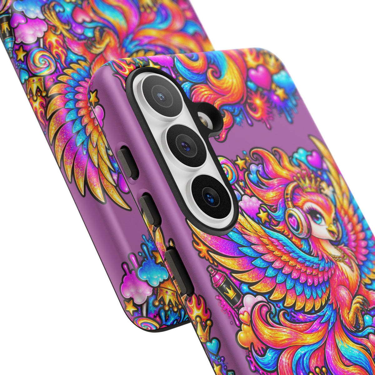 Phone Case — Vibrant Rainbow Phoenix with Headphones