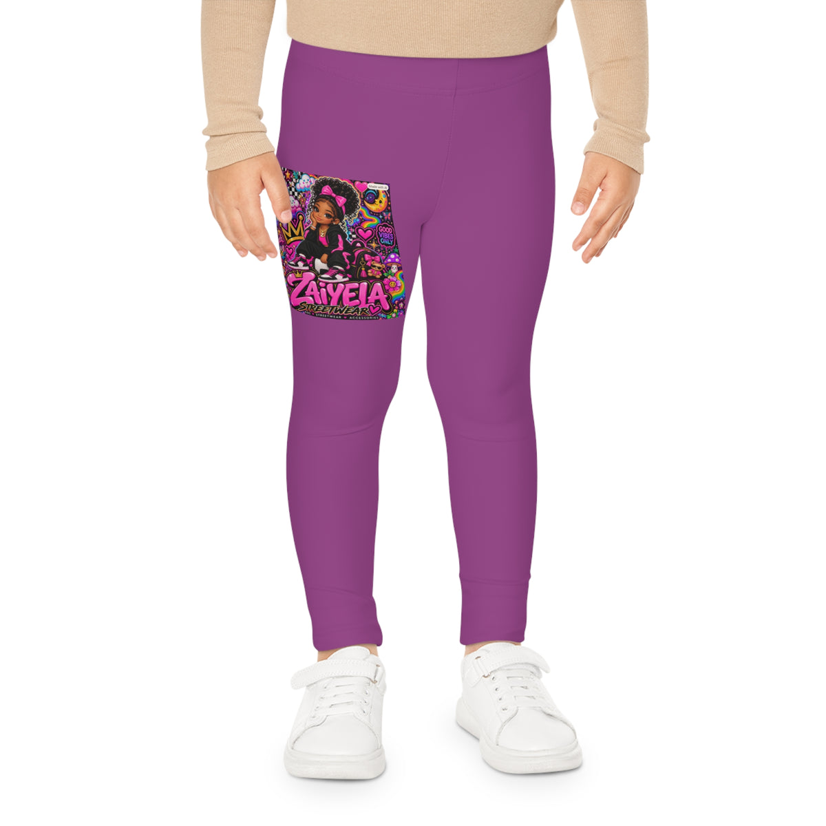 Kids Leggings Bright Pink  Zaiyela Graphic AOP Leggings for Girls