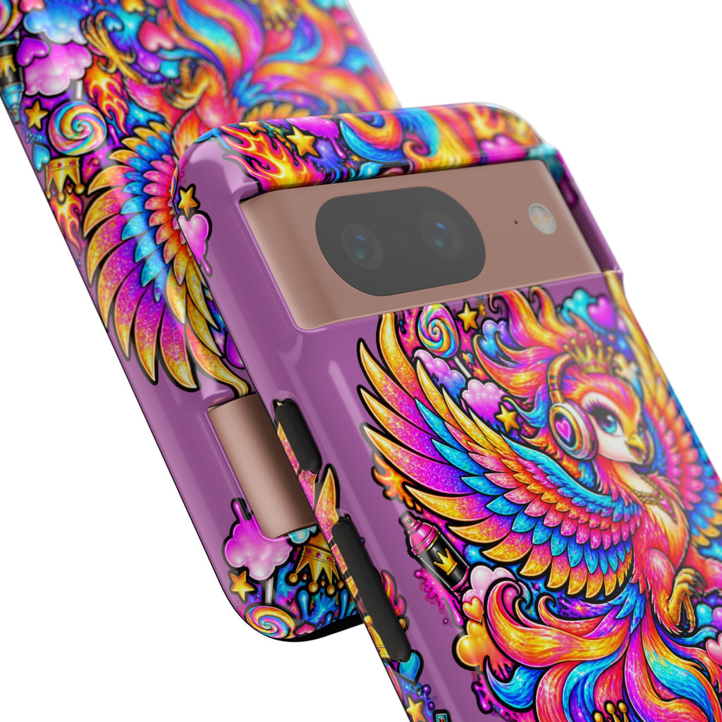 Phone Case — Vibrant Rainbow Phoenix with Headphones