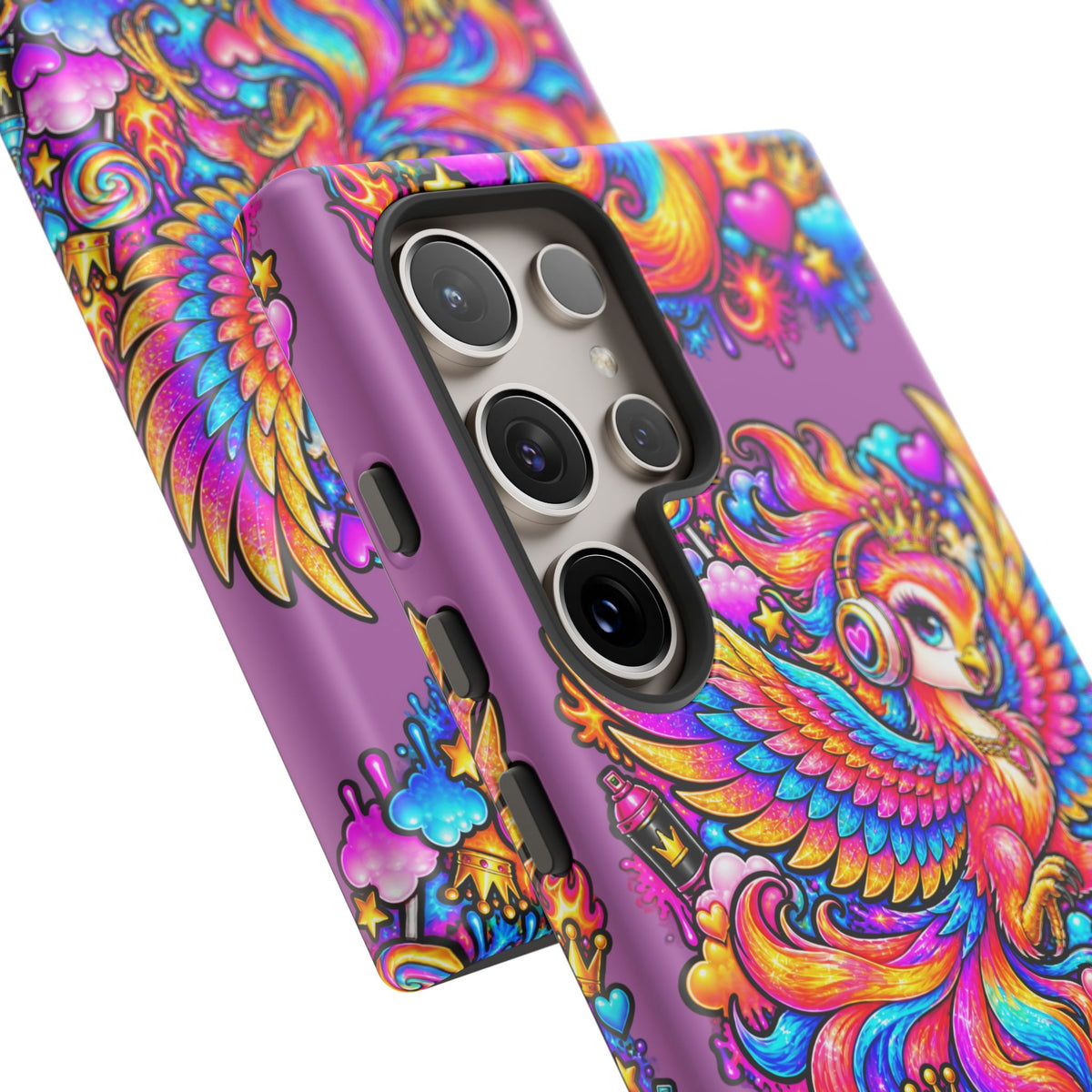 Phone Case — Vibrant Rainbow Phoenix with Headphones