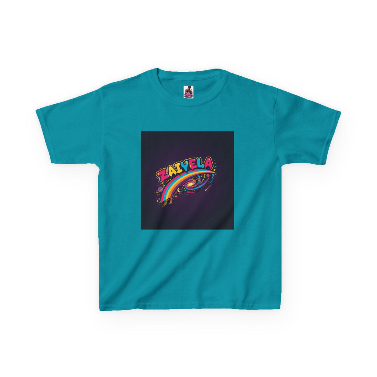 Kids T‑Shirt Colorful Rainbow Galaxy Name Zaiyela Graphic