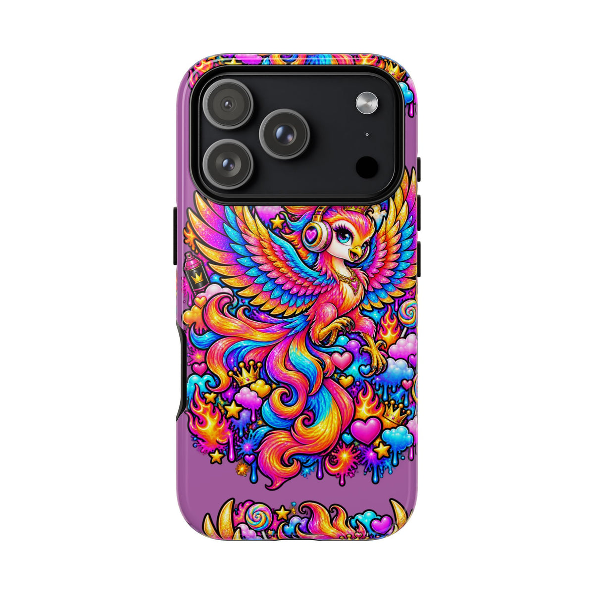 Phone Case — Vibrant Rainbow Phoenix with Headphones