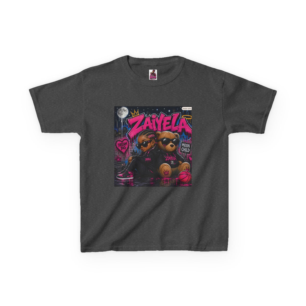 Kids Tee — "Zayiela" Cute Bear Cartoon Graphic Shirt