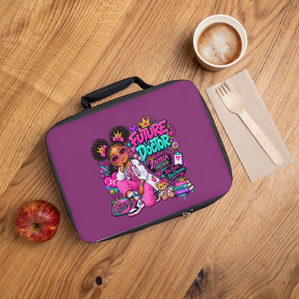 Kids "Future Doctor" Lunch Bag — Personalized Girls Medical Career Lunchbox