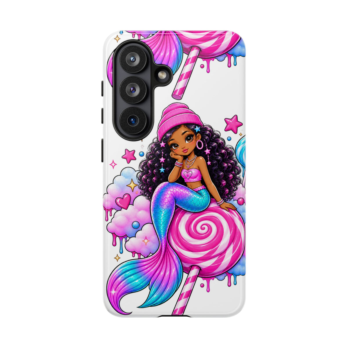 Cute Mermaid Candy Phone Case  Pink Lollipop Fantasy Tough Case