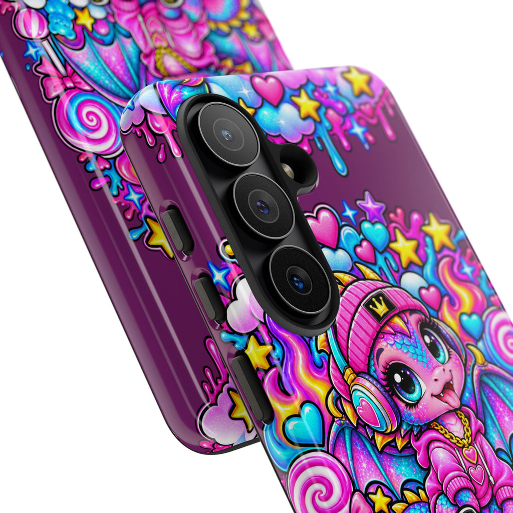 Cute Dragon Phone Case Purple Heart Crown Design