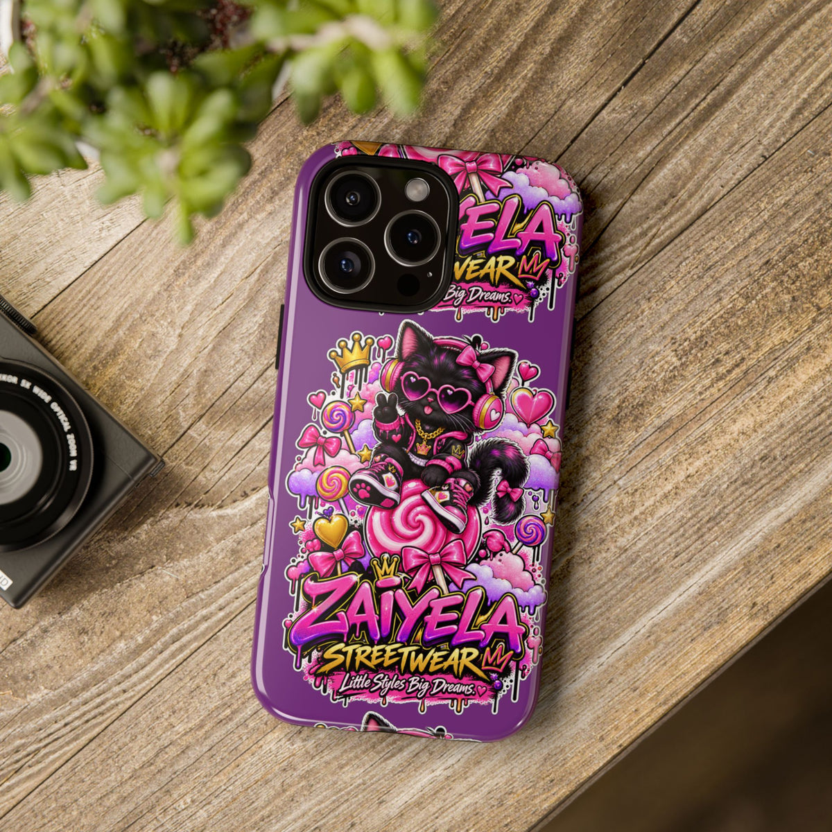 Cute Black Cat Candy Phone Case — Zaiyela Streetwear Magical Kitty