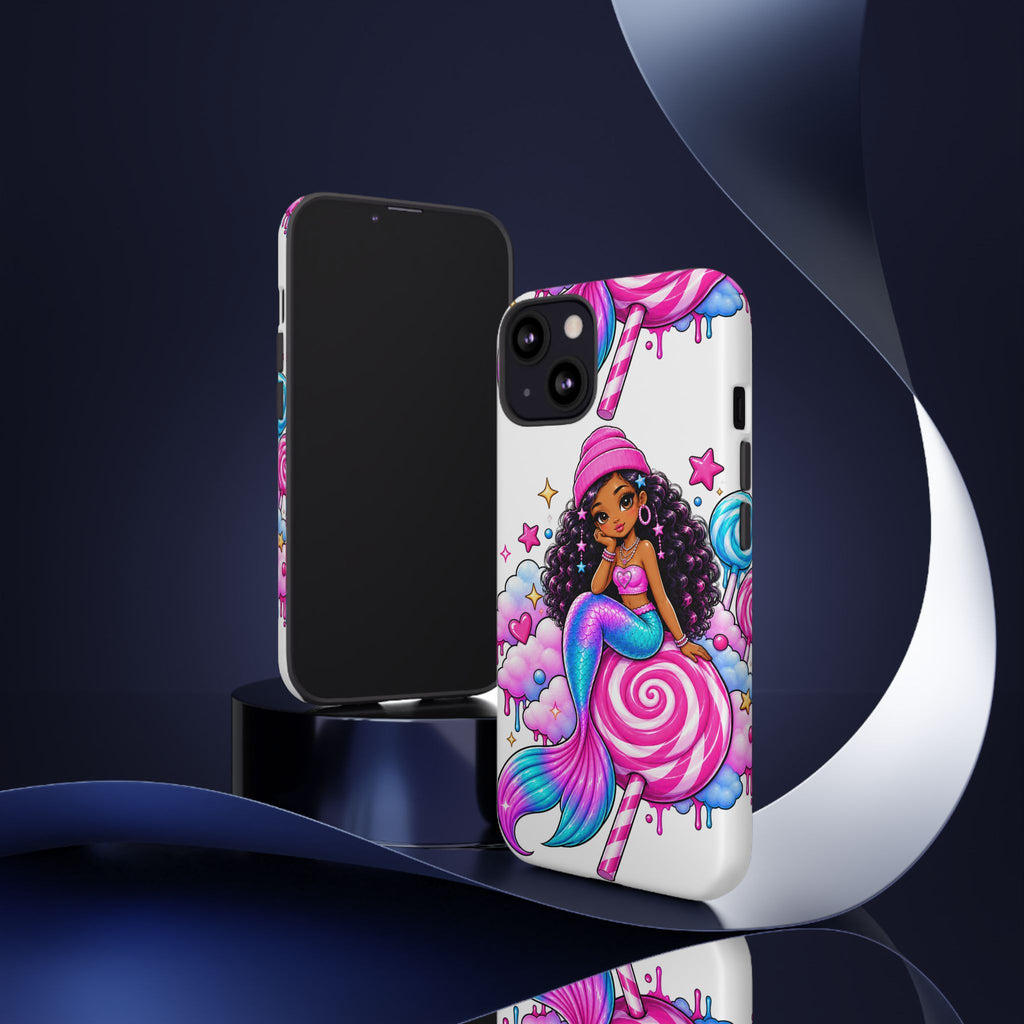 Cute Mermaid Candy Phone Case  Pink Lollipop Fantasy Tough Case