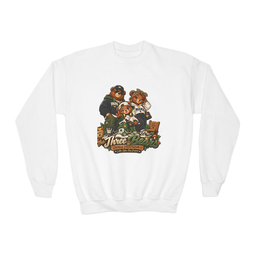Youth Crewneck Sweatshirt - Vintage Teddy Bear Family Graphic