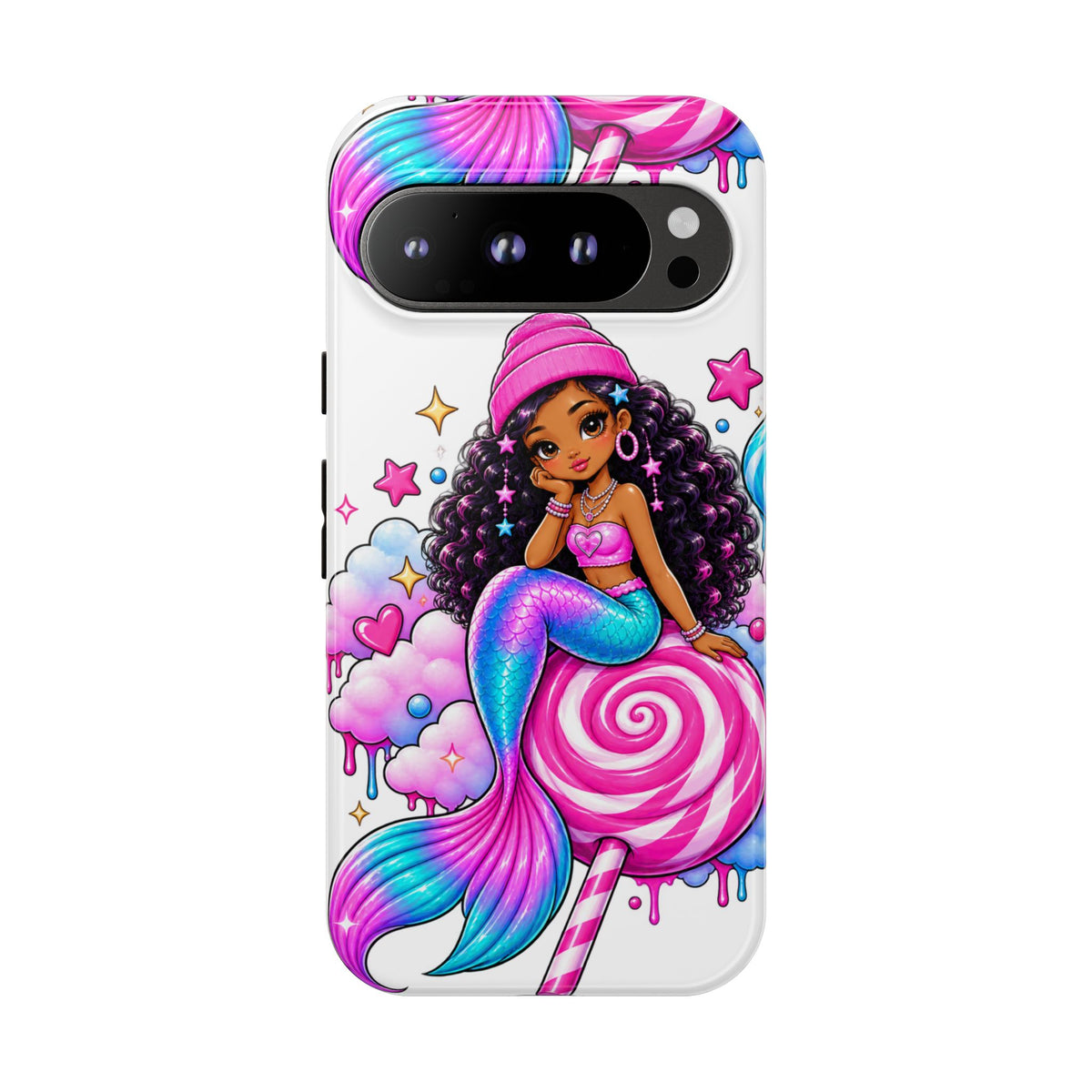 Cute Mermaid Candy Phone Case  Pink Lollipop Fantasy Tough Case