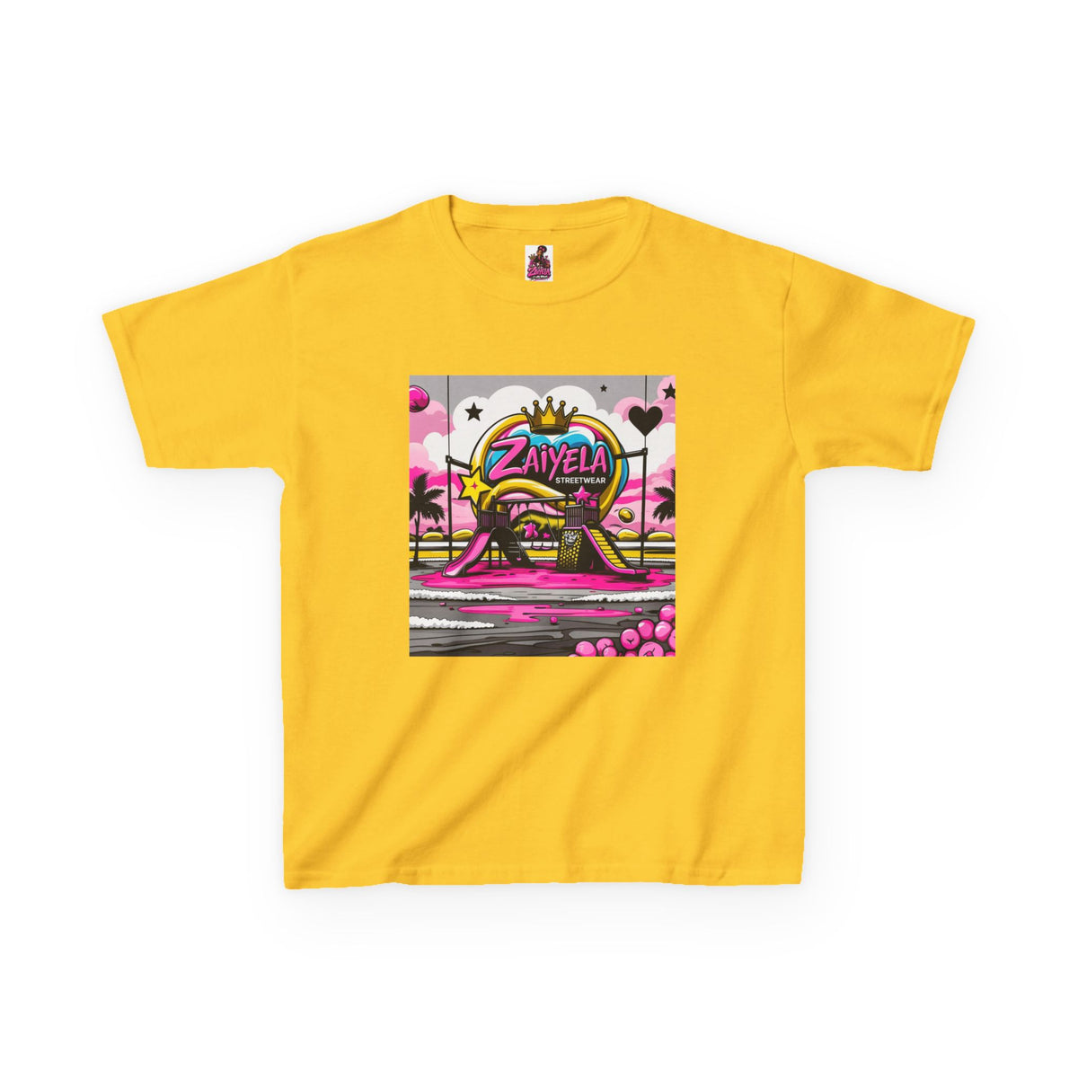 Kids T-Shirt Retro Pink Sunset Skate Monster  Zaiyela Graphic