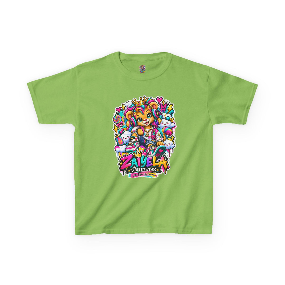 Kids Tee — Colorful Cartoon Rainbow Lion Cub Graphic