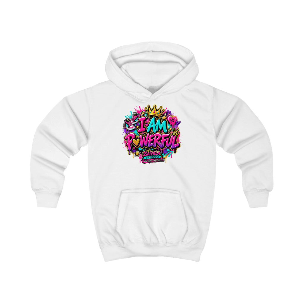 I Am Powerful Kids Hoodie Colorful Graffiti Crown Streetwear Hoodie