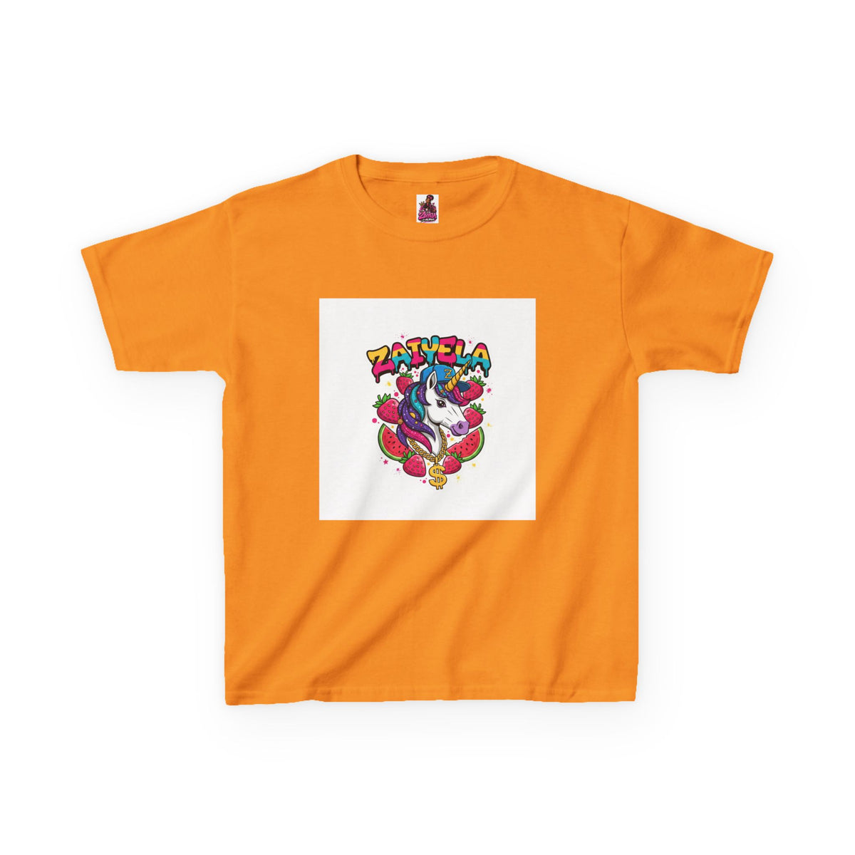 Kids Unicorn Graphic Tee Colorful Zaiyela Rainbow Design