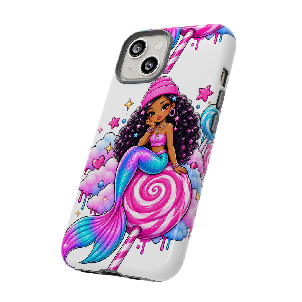 Cute Mermaid Candy Phone Case  Pink Lollipop Fantasy Tough Case