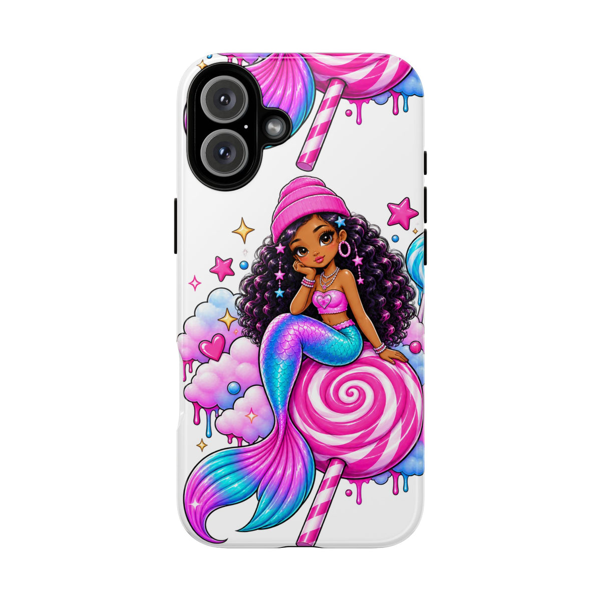 Cute Mermaid Candy Phone Case  Pink Lollipop Fantasy Tough Case