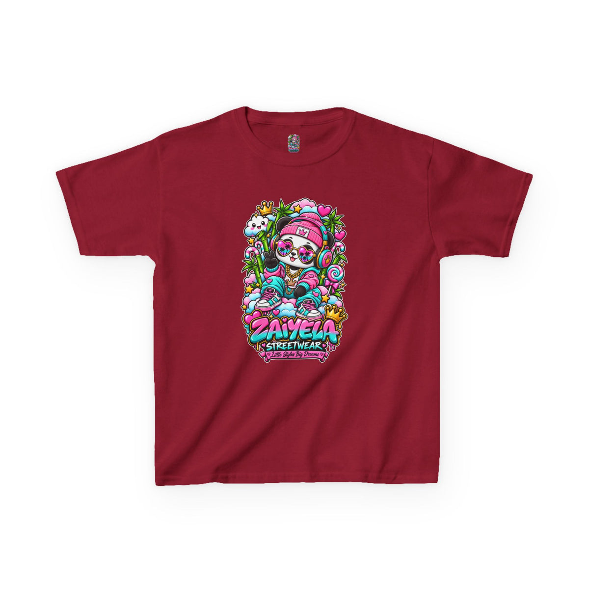 Kids T-Shirt Colorful Glam Panda Graphic Tee