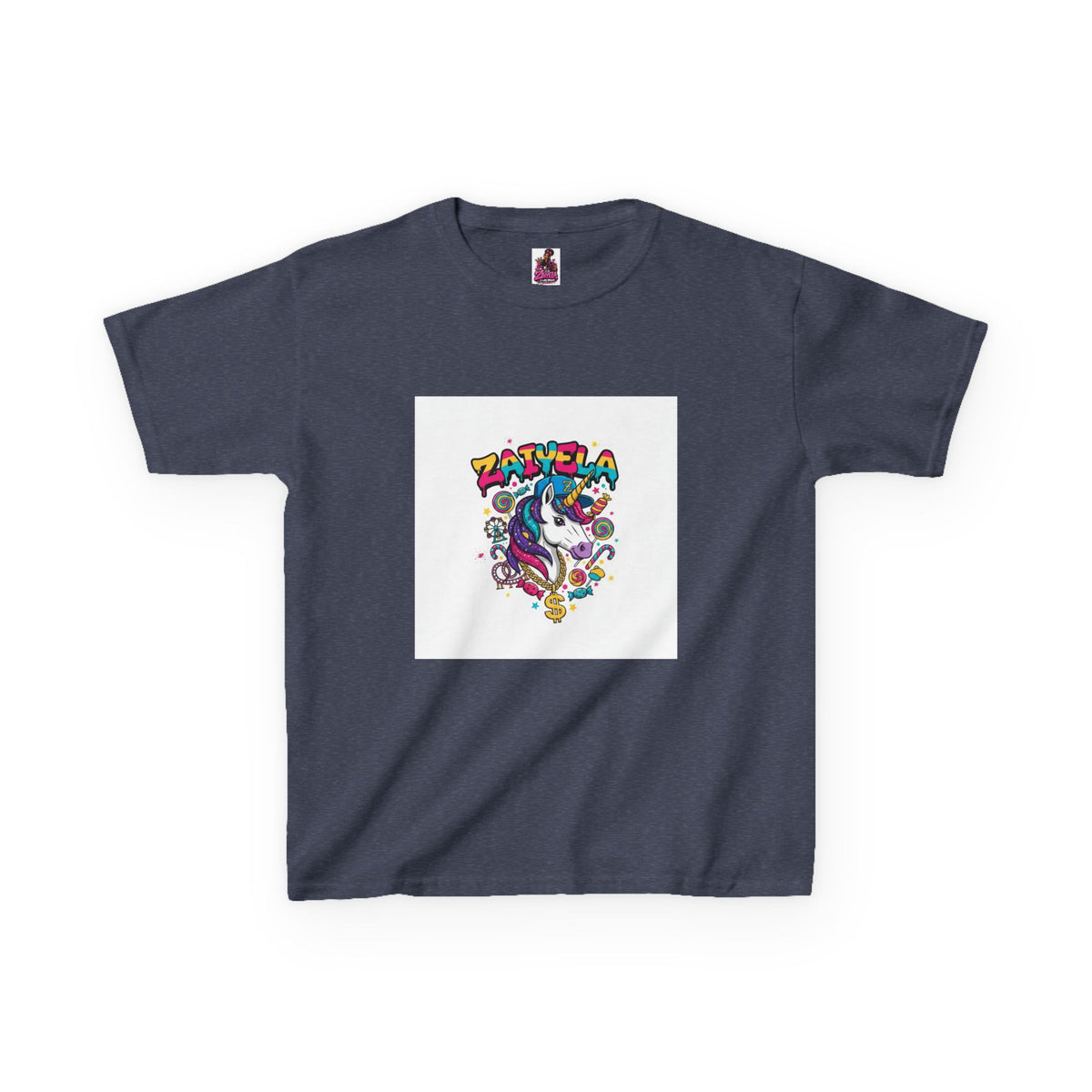 Kids T-Shirt  Colorful Unicorn Graphic  Zaiyela Cute Rainbow Tee for Girls & Boys