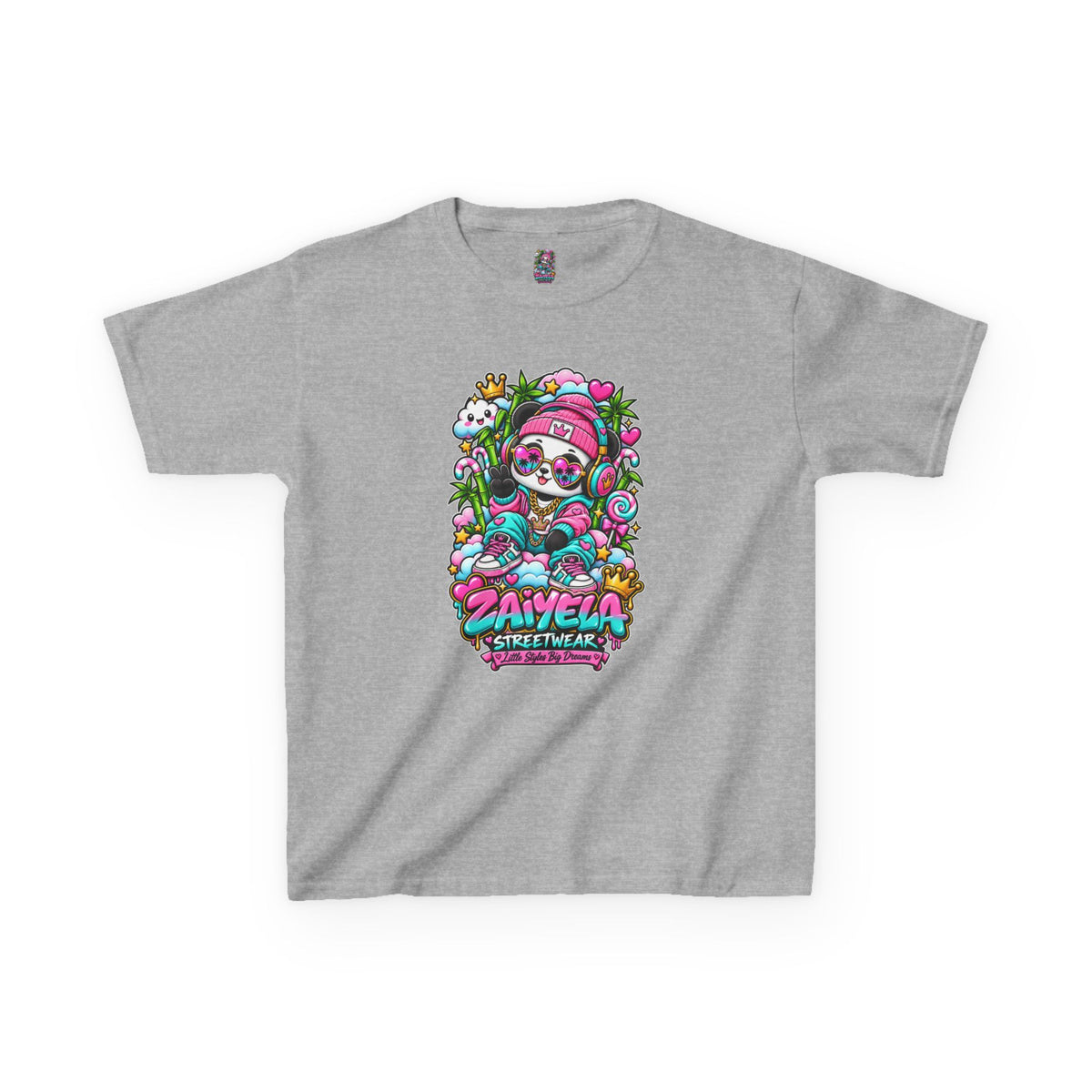 Kids T-Shirt Colorful Glam Panda Graphic Tee
