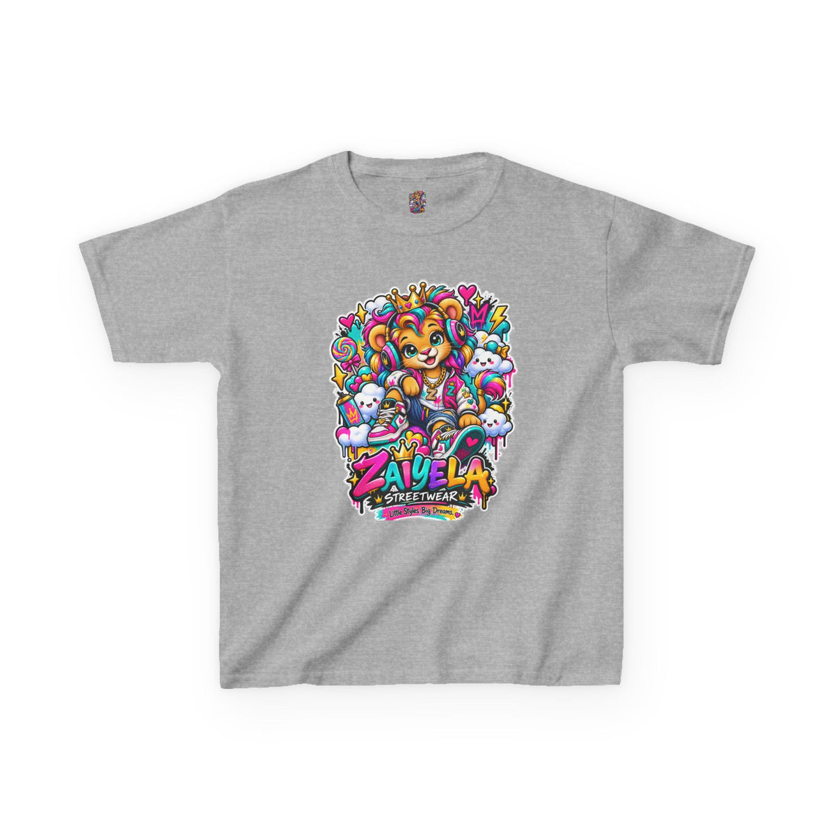 Kids Tee — Colorful Cartoon Rainbow Lion Cub Graphic