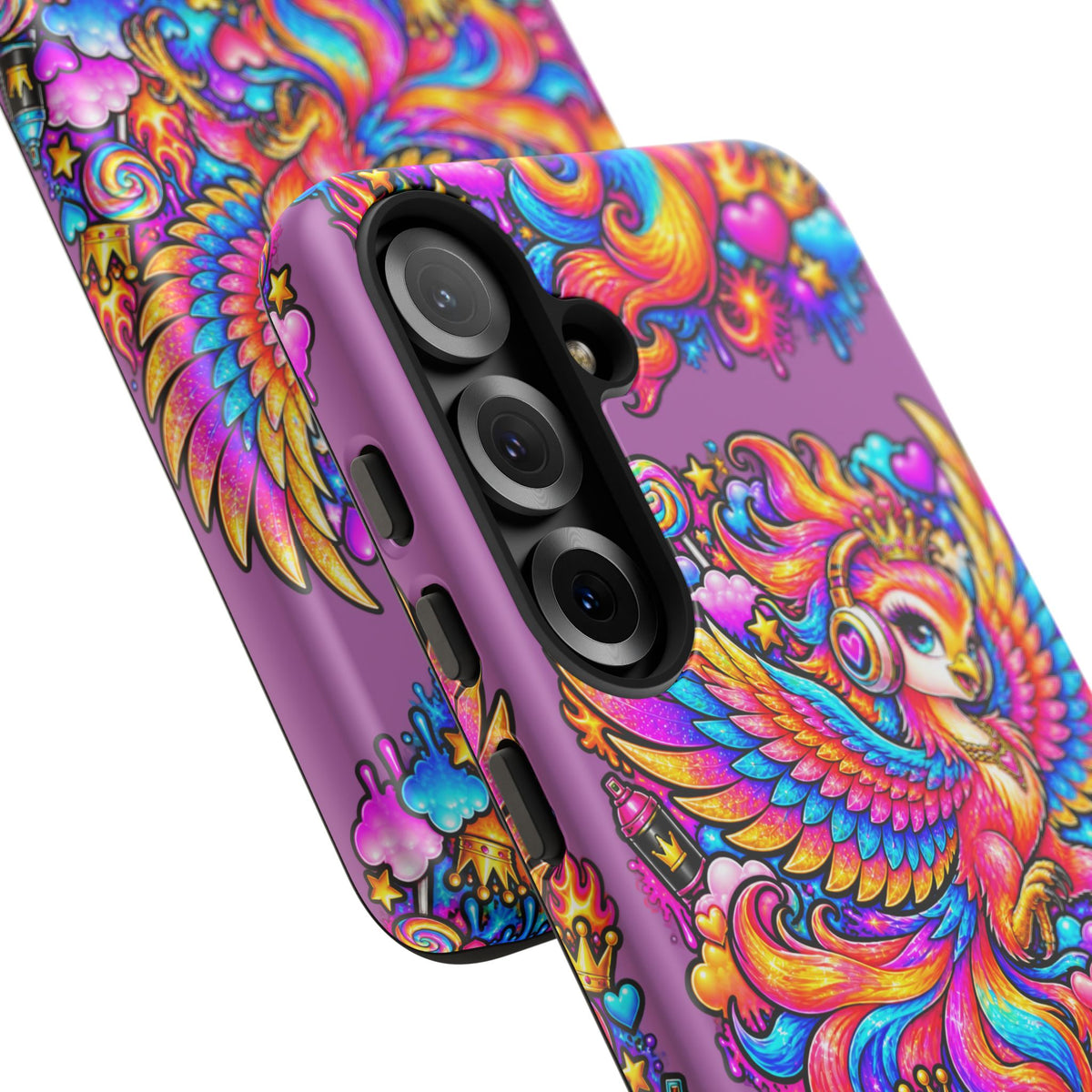Phone Case — Vibrant Rainbow Phoenix with Headphones