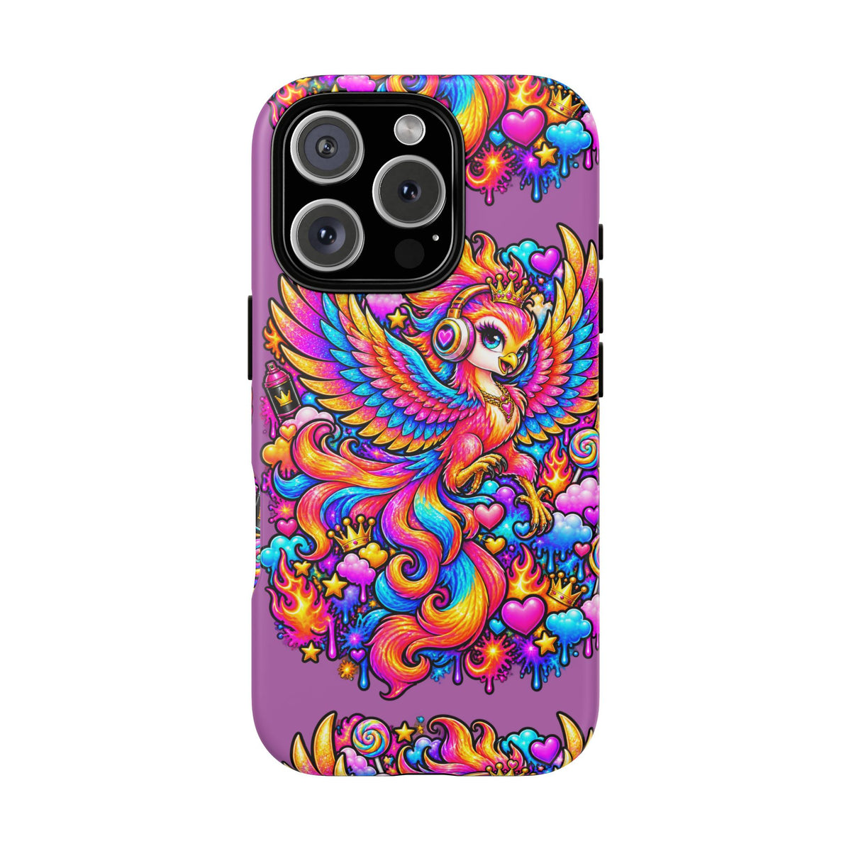 Phone Case — Vibrant Rainbow Phoenix with Headphones