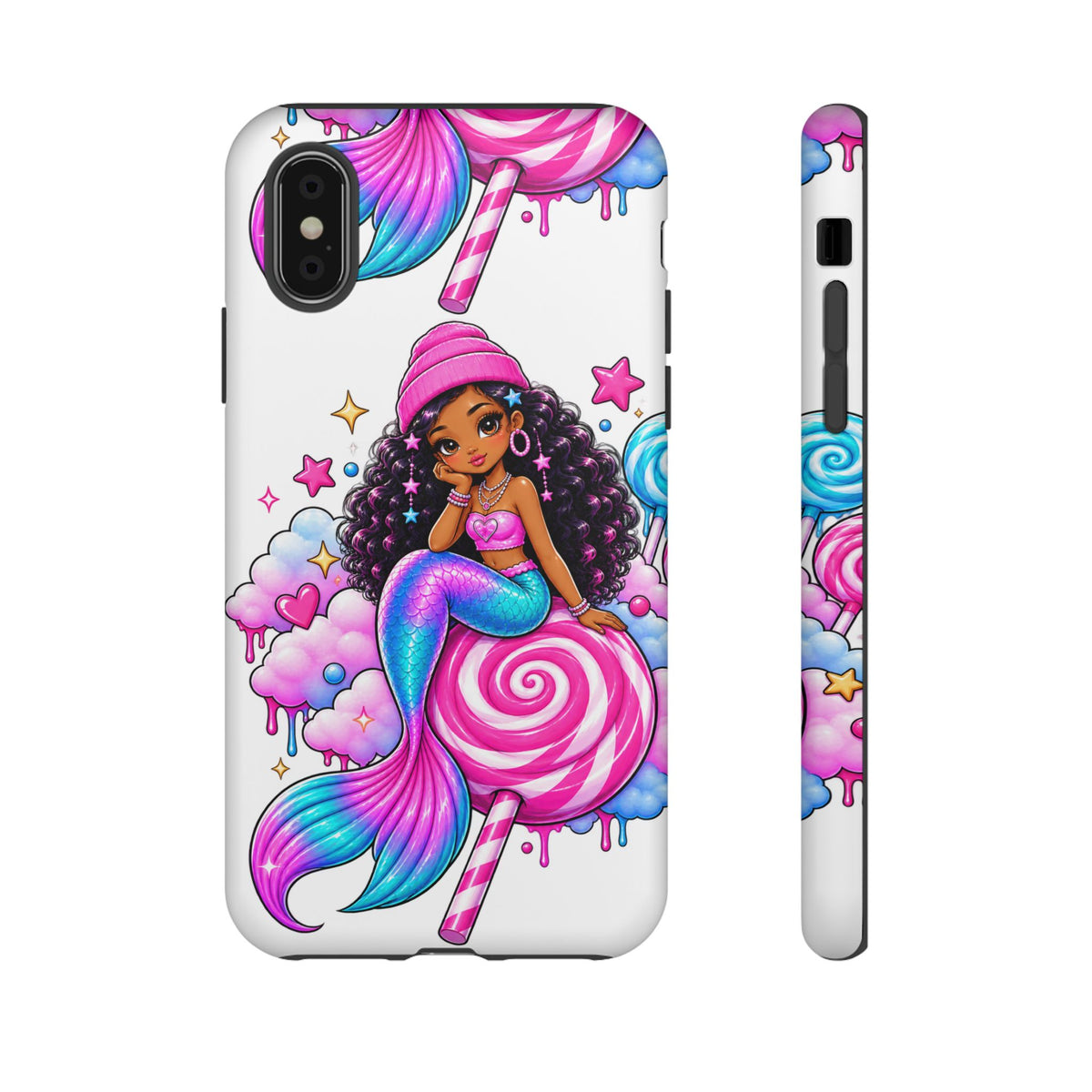 Cute Mermaid Candy Phone Case  Pink Lollipop Fantasy Tough Case