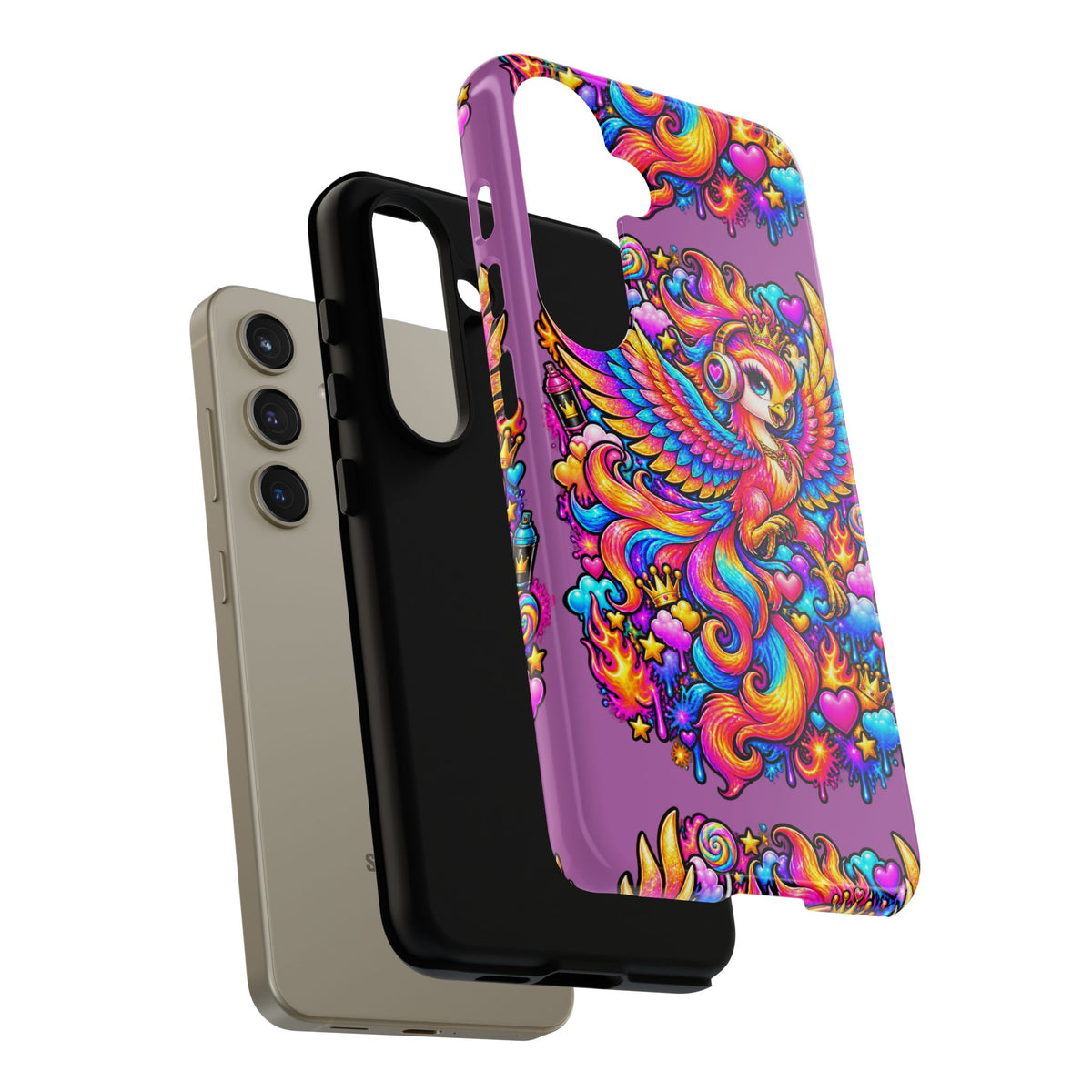 Phone Case — Vibrant Rainbow Phoenix with Headphones