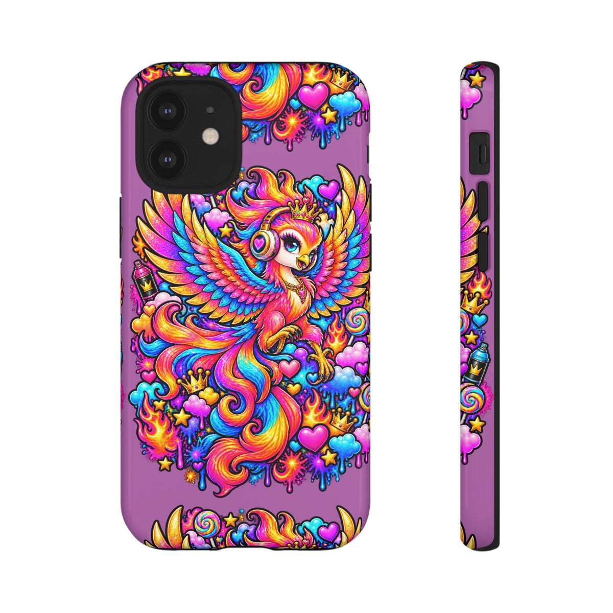 Phone Case — Vibrant Rainbow Phoenix with Headphones