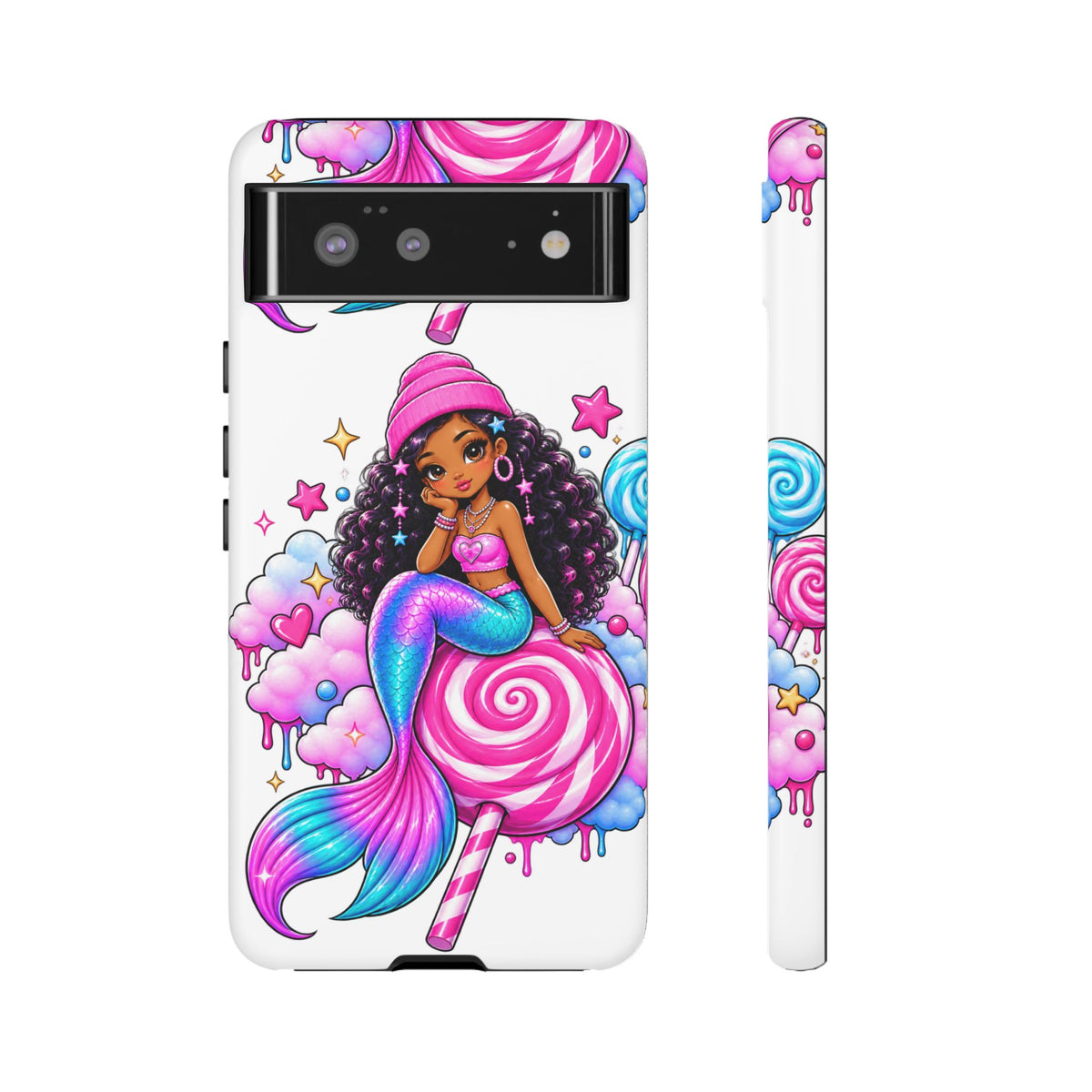 Cute Mermaid Candy Phone Case  Pink Lollipop Fantasy Tough Case