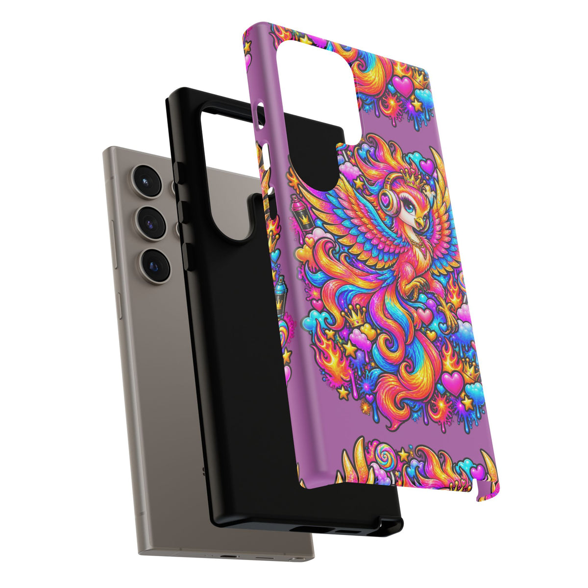 Phone Case — Vibrant Rainbow Phoenix with Headphones